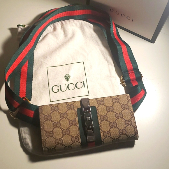 Gucci Handbags - GUCCI Vintage Jackie GG Monogram Web Crossbody  Wallet on Chain Bag